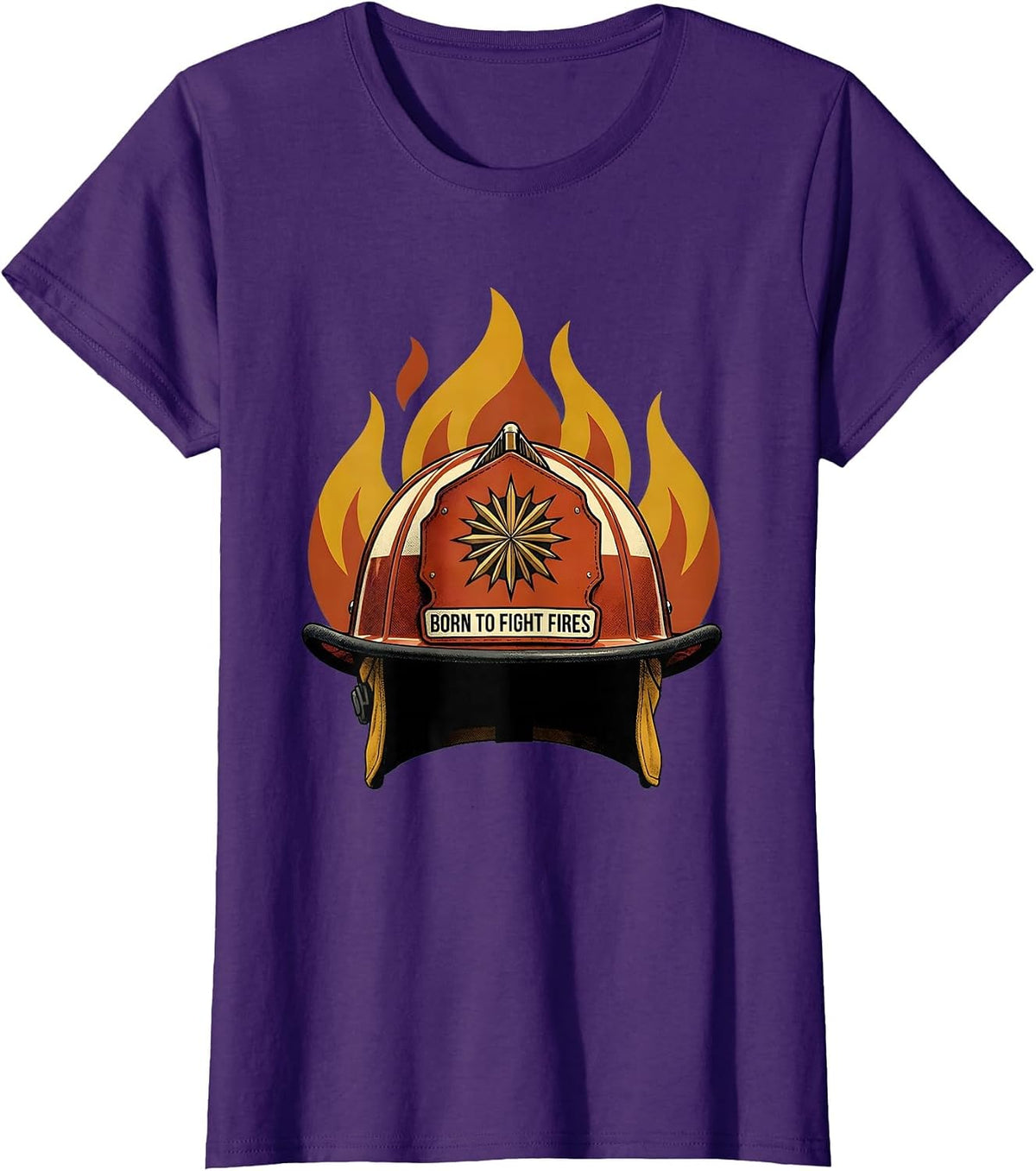 Born to Fight Fires Firefighter Design T-Shirt - Purple