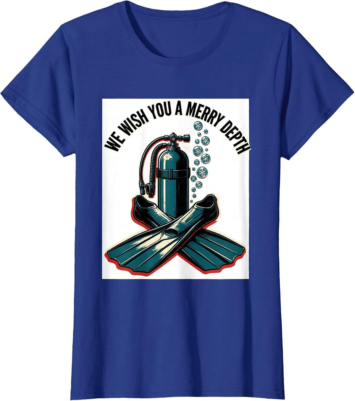 Women's We Wish You A Merry Depth Funny Scuba Diver Gift T-Shirt - Royal Blue