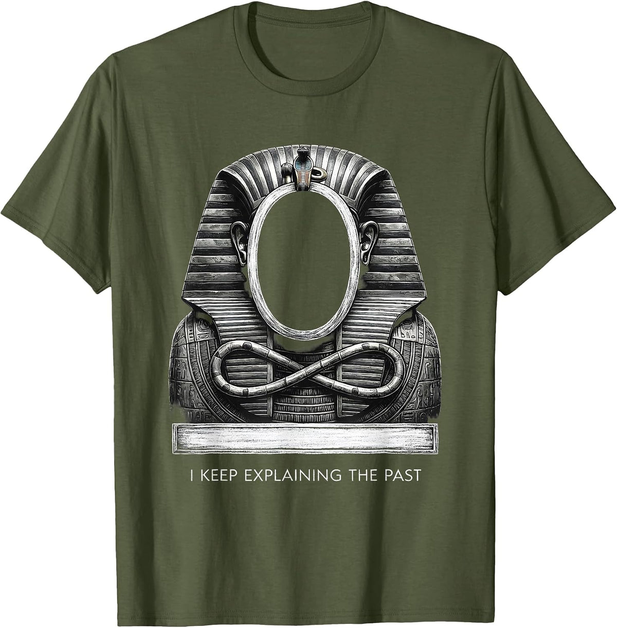 I Keep Explaining The Past Funny History Teacher Back T-Shirt - Olive Green