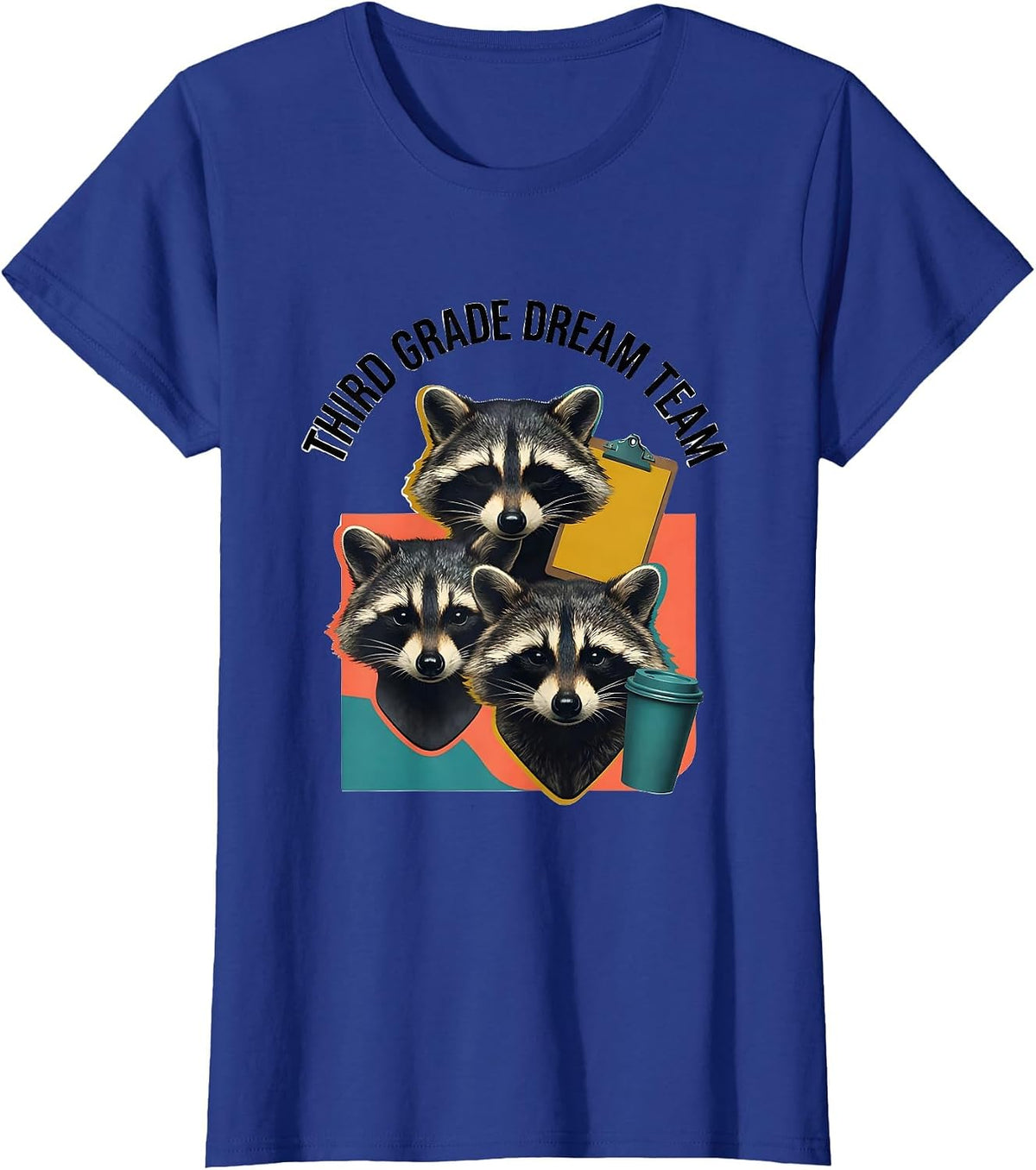 Women's Third Grade Dream Team Midcentury Modern Teacher Back T-Shirt - Royal Blue