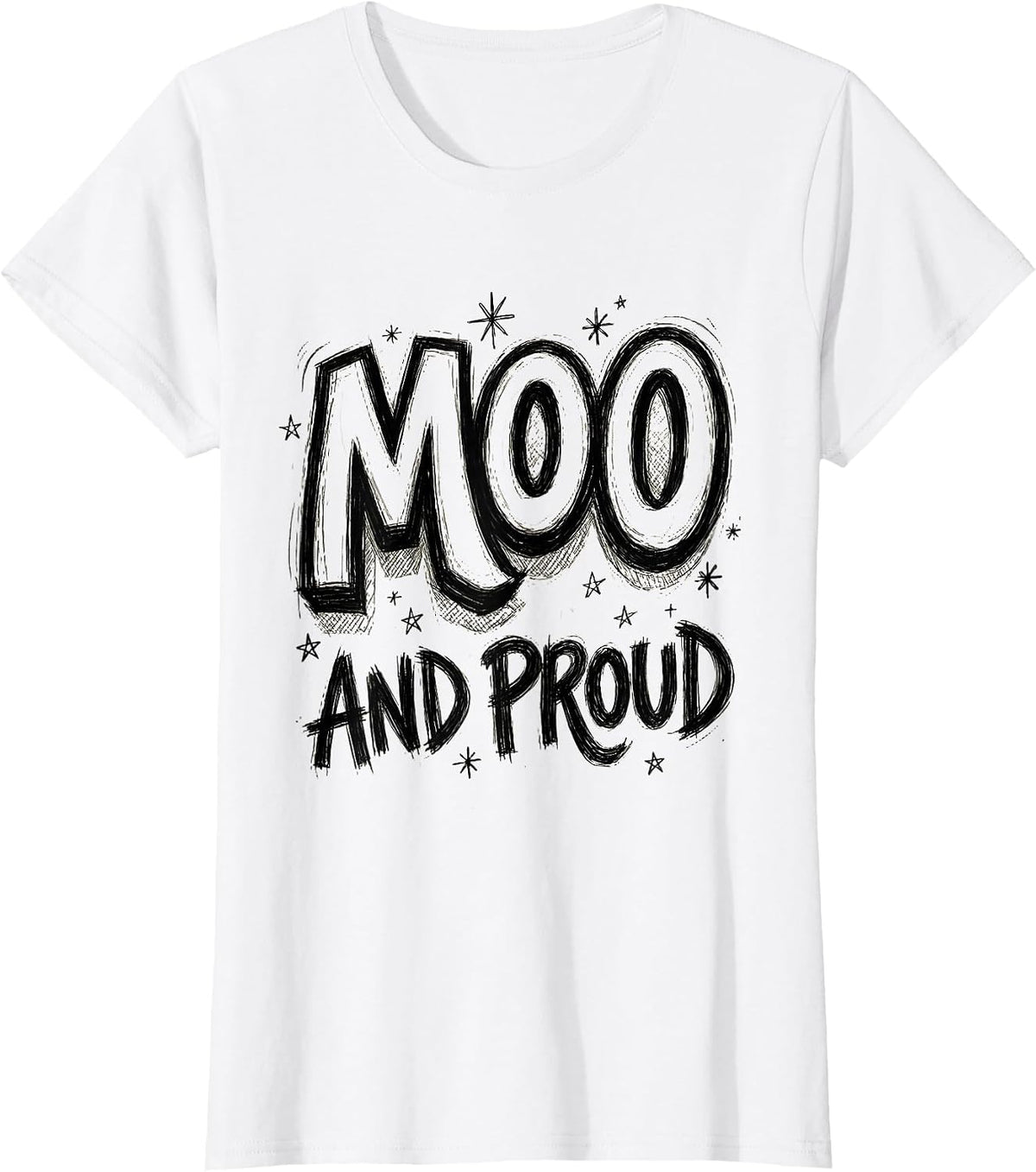 Moo and Proud Cow Lover Graphic Design T-Shirt - White