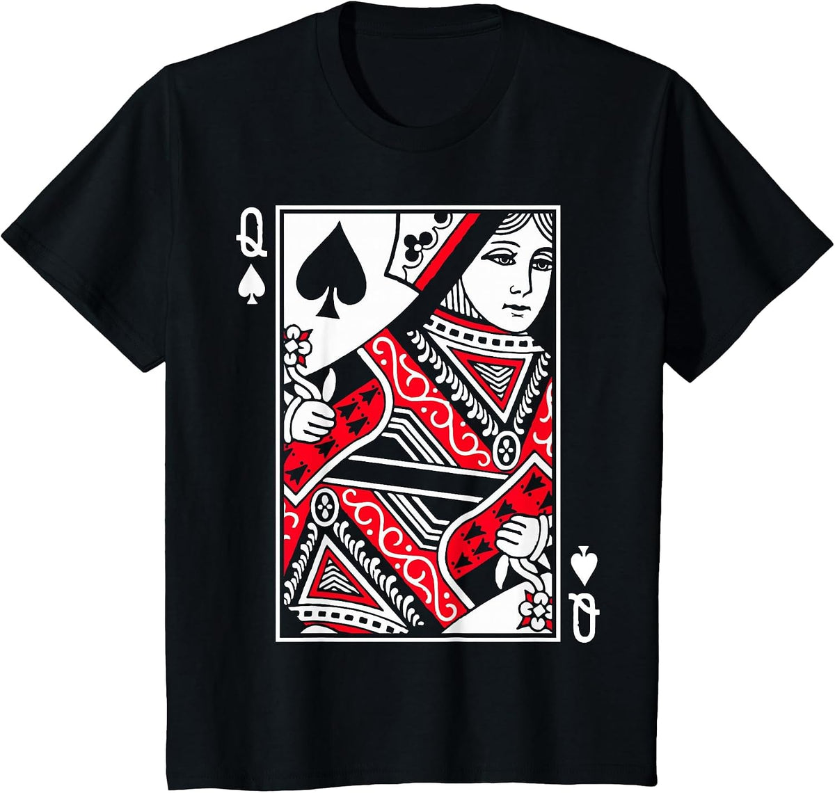 Queen of Spades Poker or Blackjack Queens Playing Card Cards T-Shirt - Black