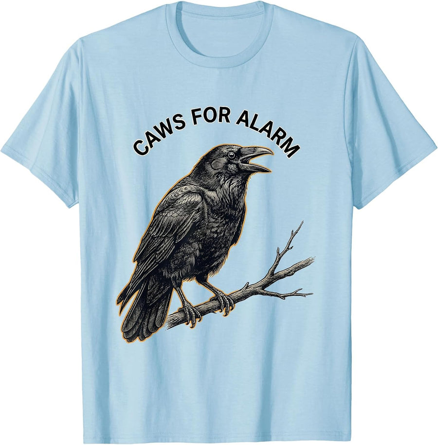 Men's Caws For Alarm Funny Crow Raven Dark Humor Gothic Bird Lover T-Shirt - Baby Blue