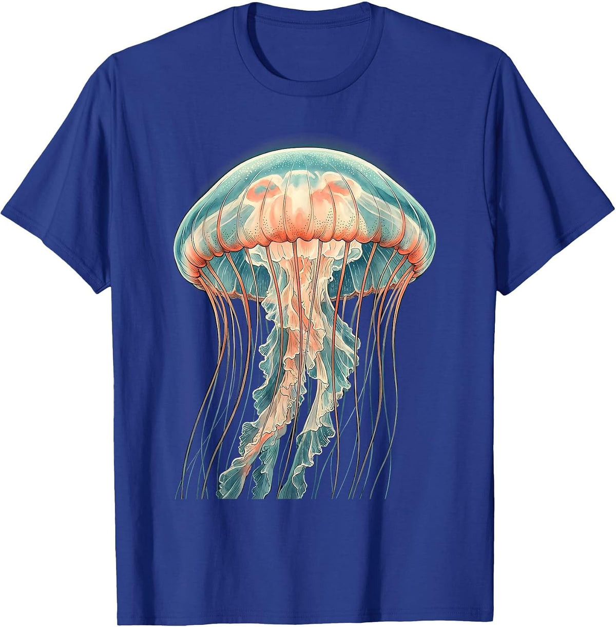 Moon Jellyfish Ocean Animal Lover Illustration T-Shirt - Royal Blue