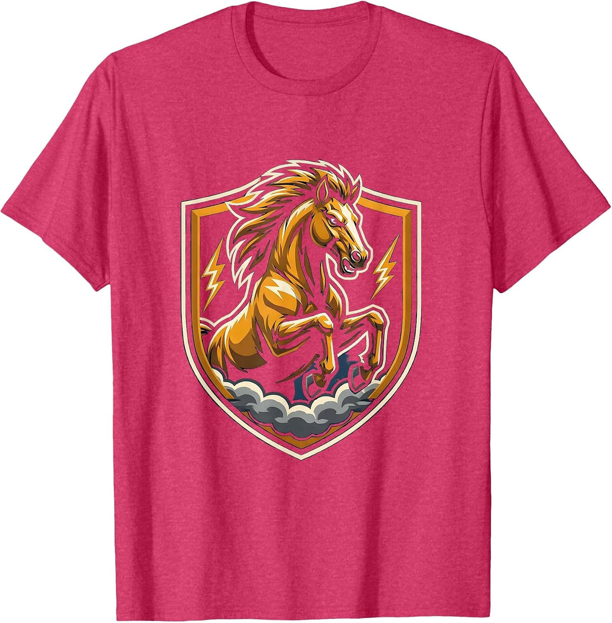 Horse Charging Through Lightning Storm Graphic T-Shirt - Red Heather