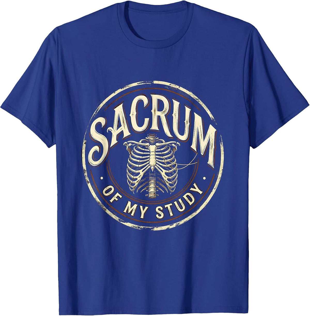 Men's Sacrum of My Study Distressed Massage Therapist LMT Humor T-Shirt - Royal Blue