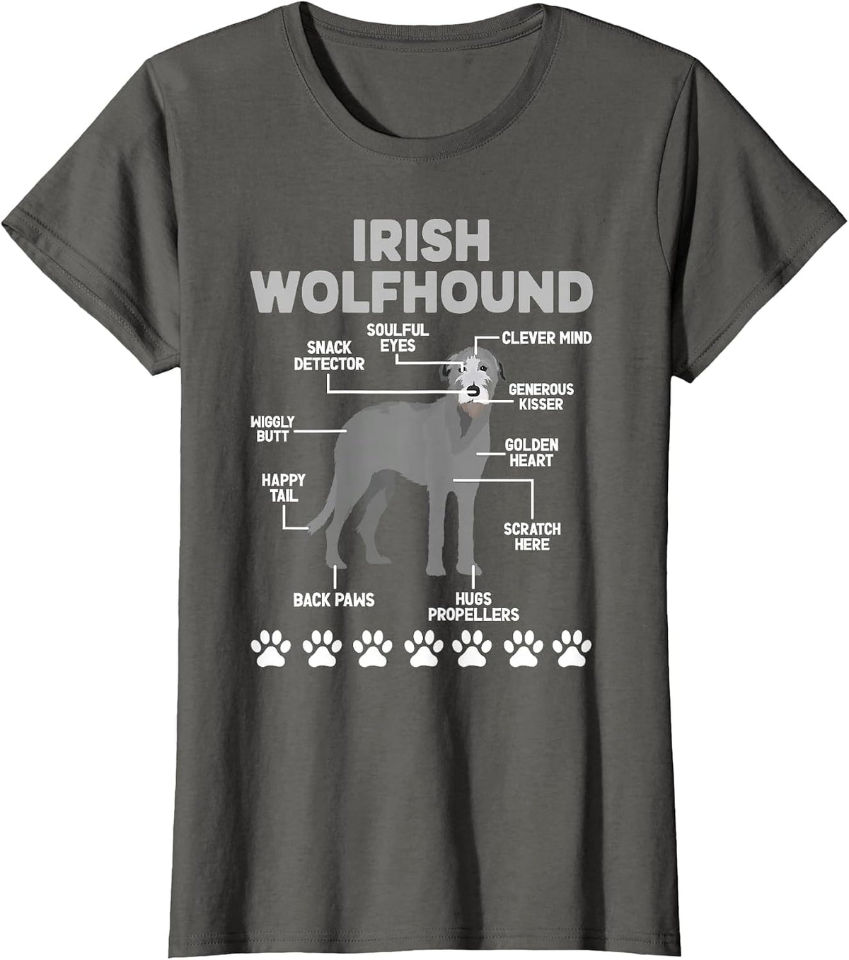 Anatomy of Irish Wolfhound Lover Irish Wolfhound Owner T-Shirt - Asphalt Grey