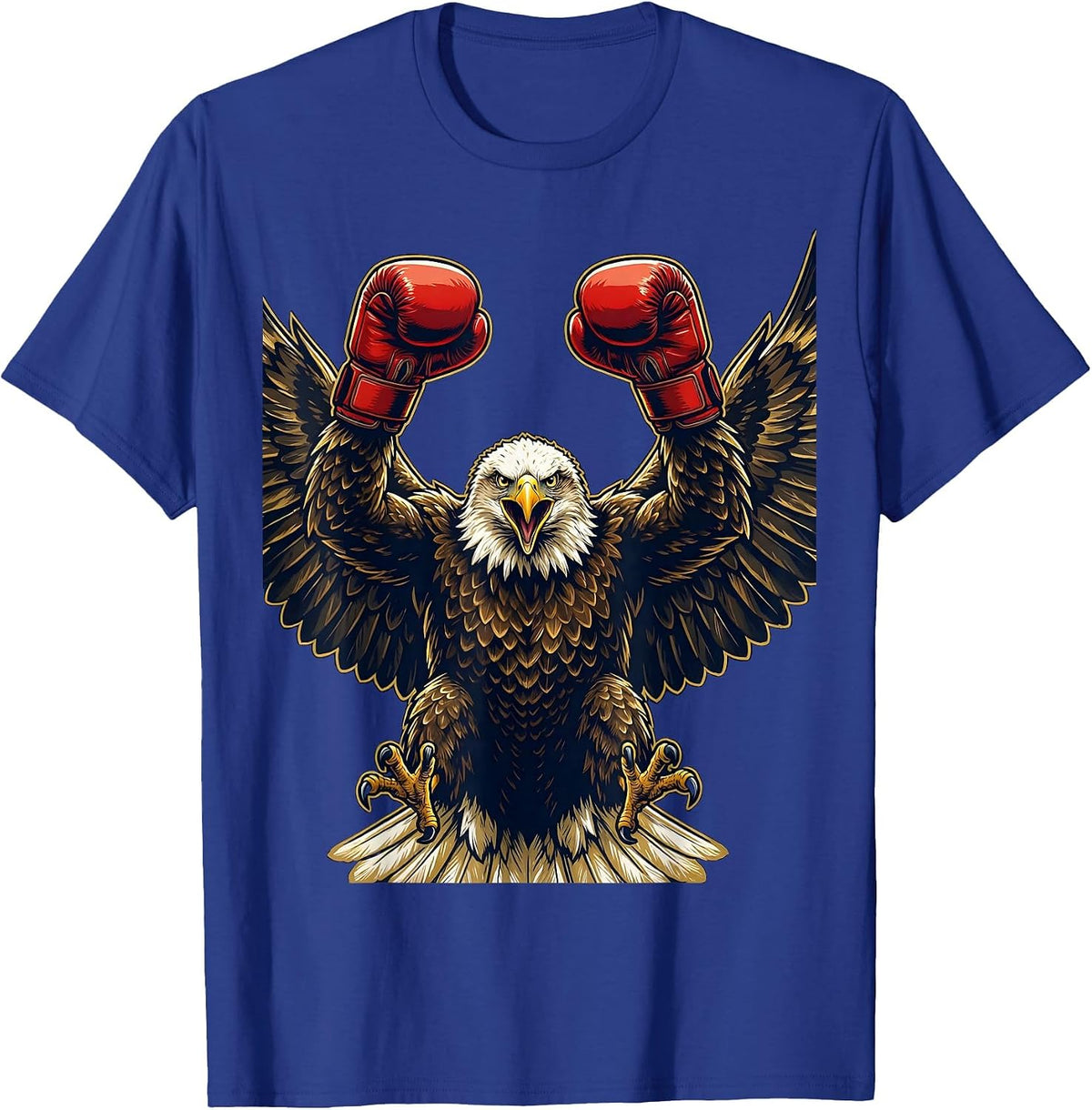 Eagle Boxing Gloves Raised Victory Graphic T-Shirt - Royal Blue
