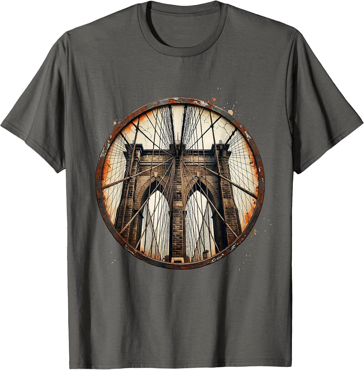 Men's Brooklyn Bridge Cable Angle New York Graphic T-Shirt - Asphalt Grey
