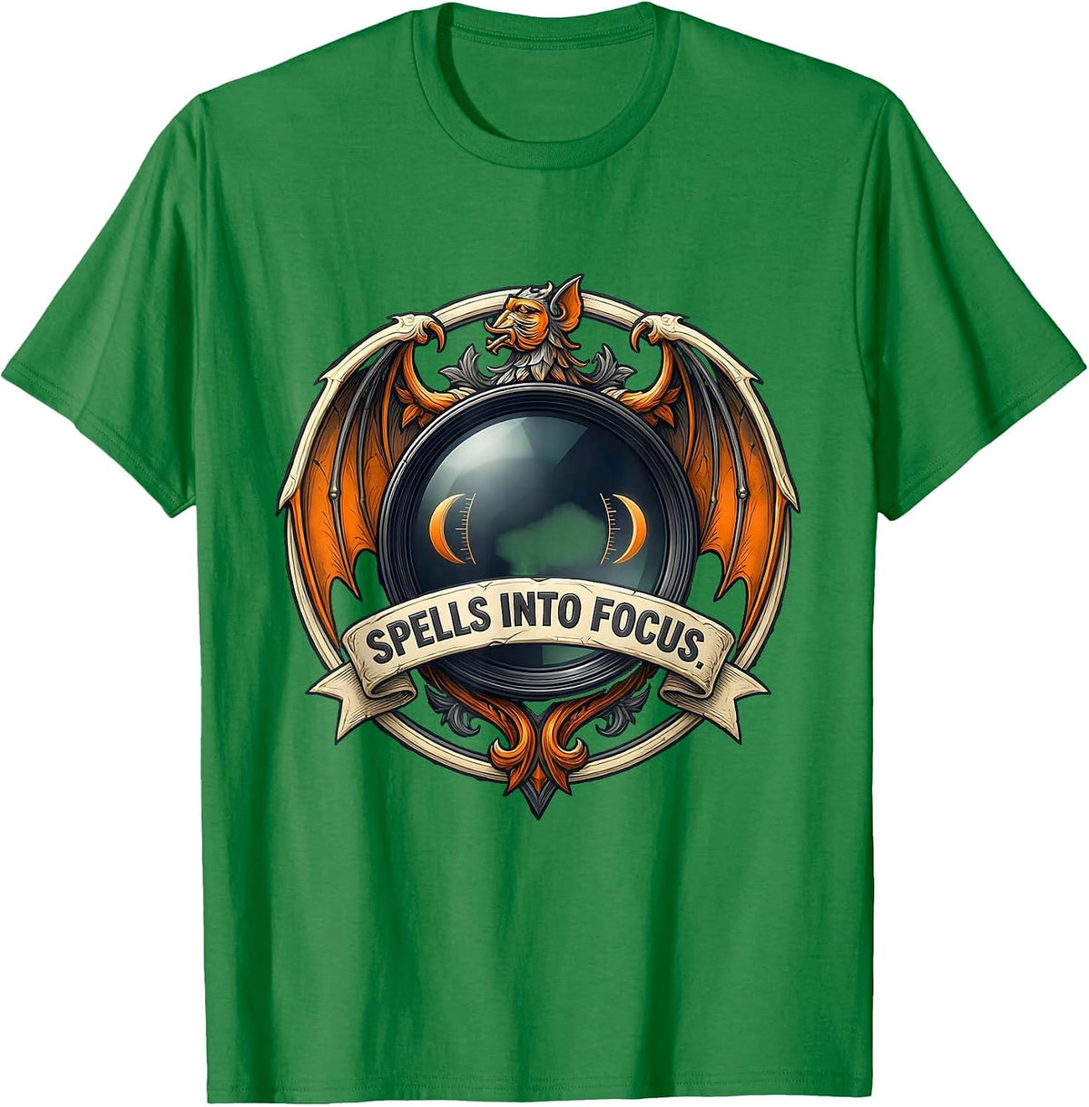 Men's Spells Into Focus Emblem Funny Halloween Optometrist Eye T-Shirt - Kelly Green