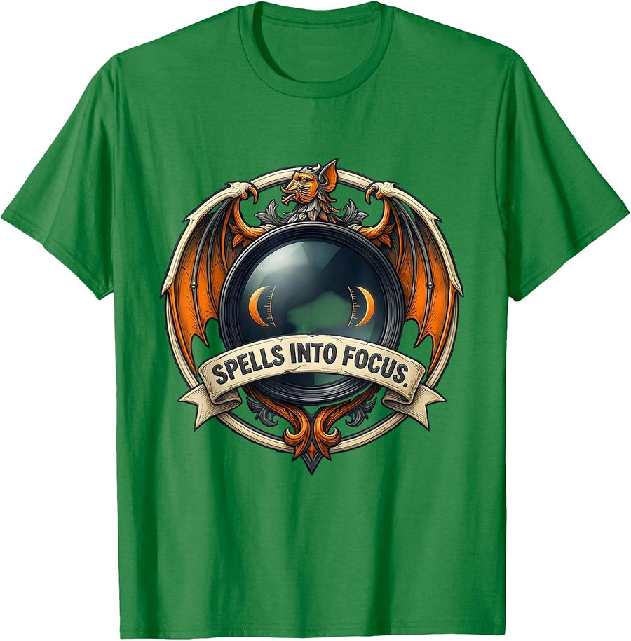 Men's Spells Into Focus Emblem Funny Halloween Optometrist Eye T-Shirt - Kelly Green