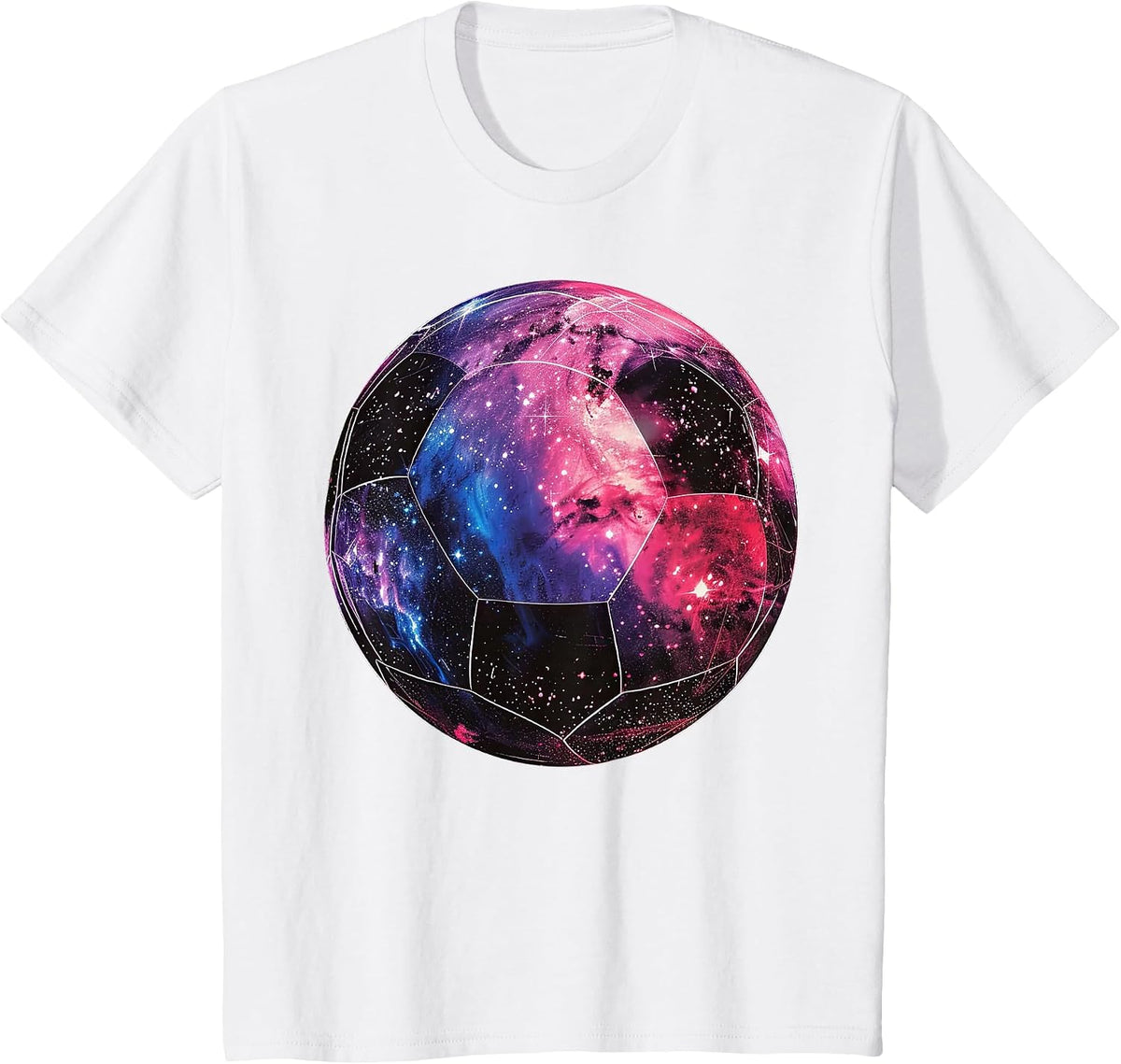 Space Galaxy Soccer Ball Cosmic Milky Way Nebula Stars T-Shirt - White