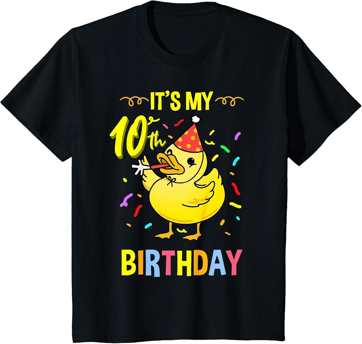 Its My 10th Birthday Duck T-Shirt - Black
