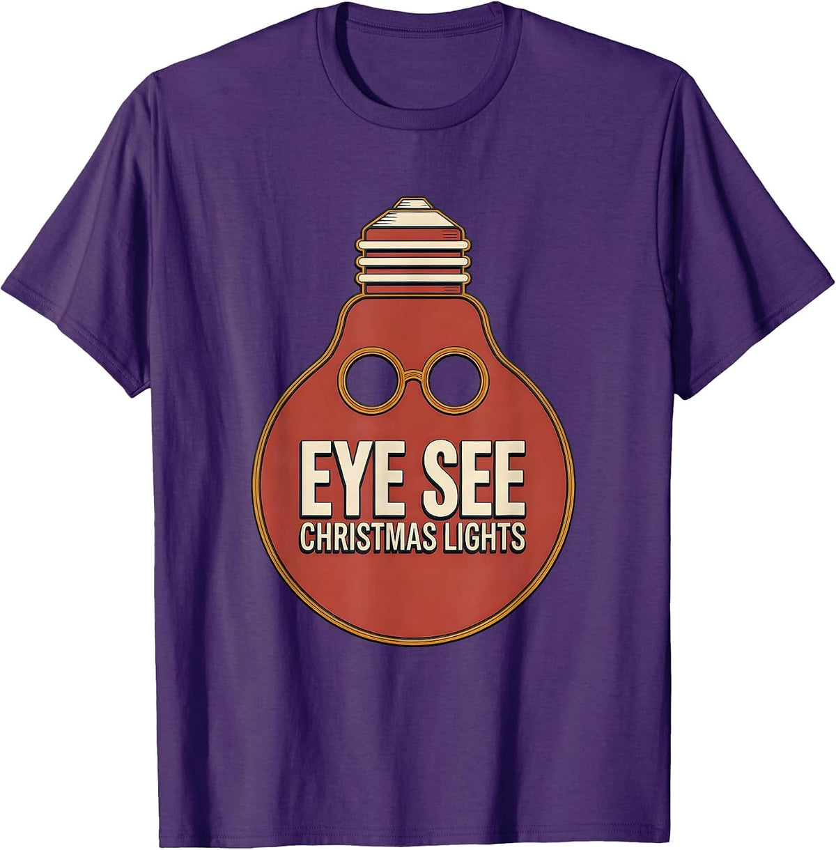 Eye See Christmas Lights Wood Type Letterpress Optometrist T-Shirt - Purple