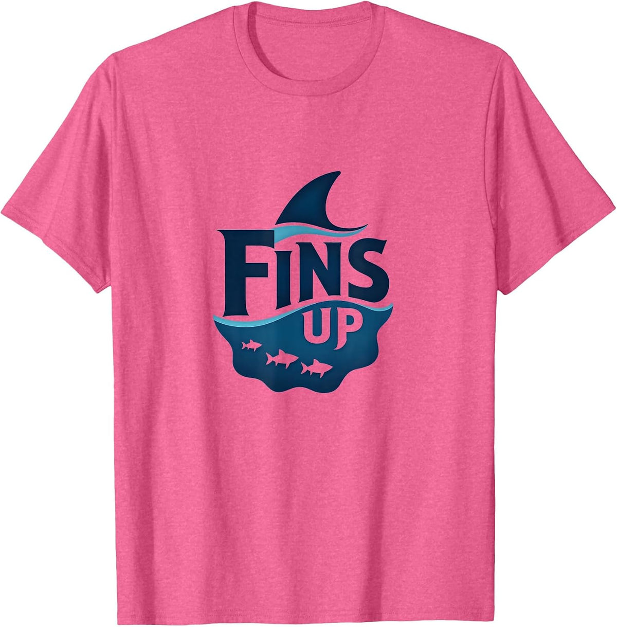 Fins Up: Ocean Adventure for Shark Enthusiasts T-Shirt - Pink Heather
