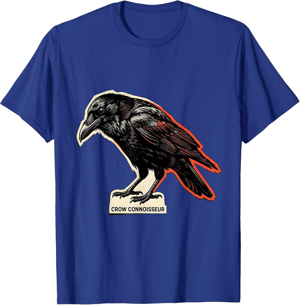 Crow Connoisseur Gothic Nature Bird Silhouette Art T-Shirt - Royal Blue