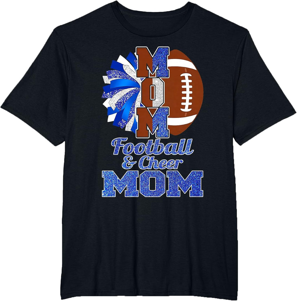 Cheer Football Cheerleading Mom of Both Messy Bun Bleached T-Shirt - Black