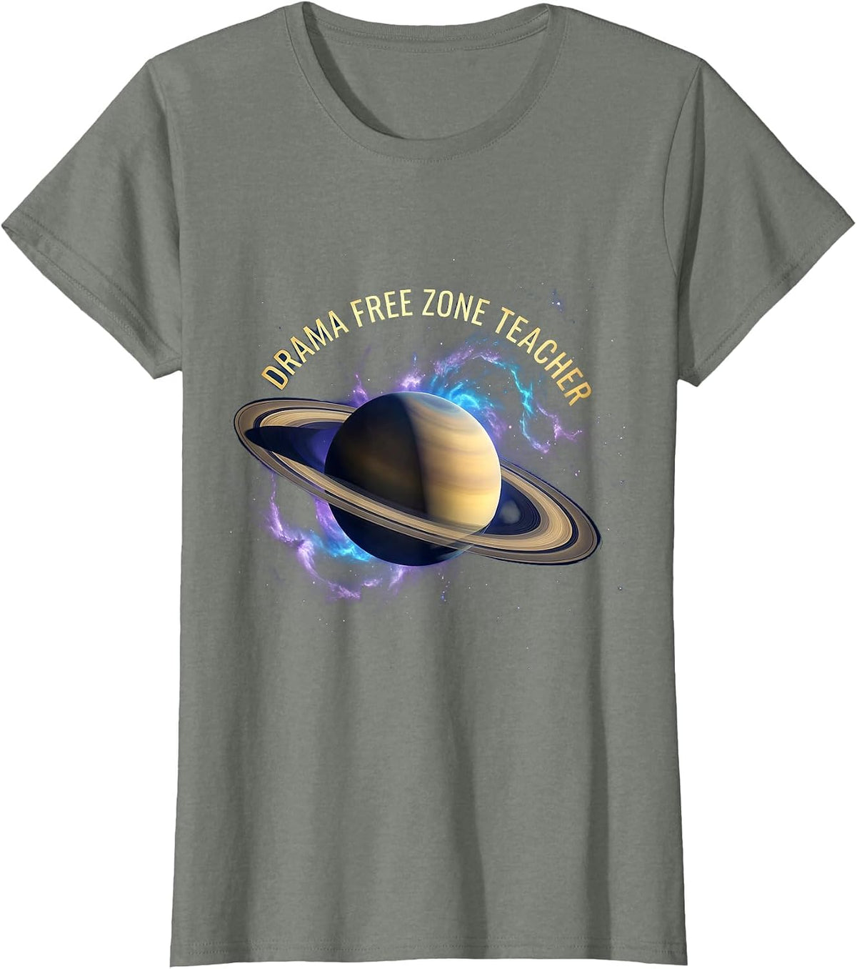 Drama Free Zone 6th Grade Teacher Design T-Shirt - Olive Heather