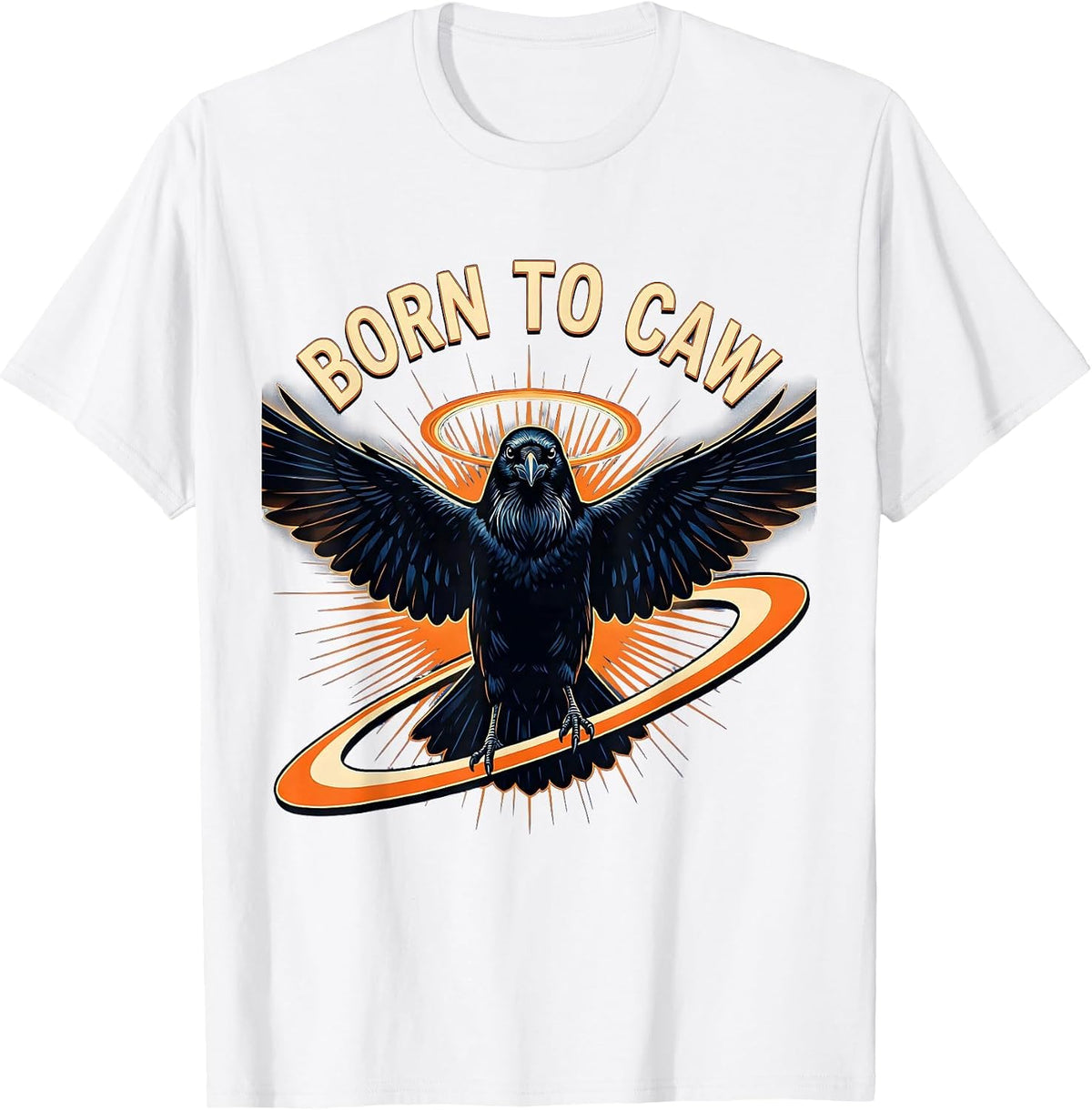 Men's Born to Caw Crow Bird Lover Design T-Shirt - White