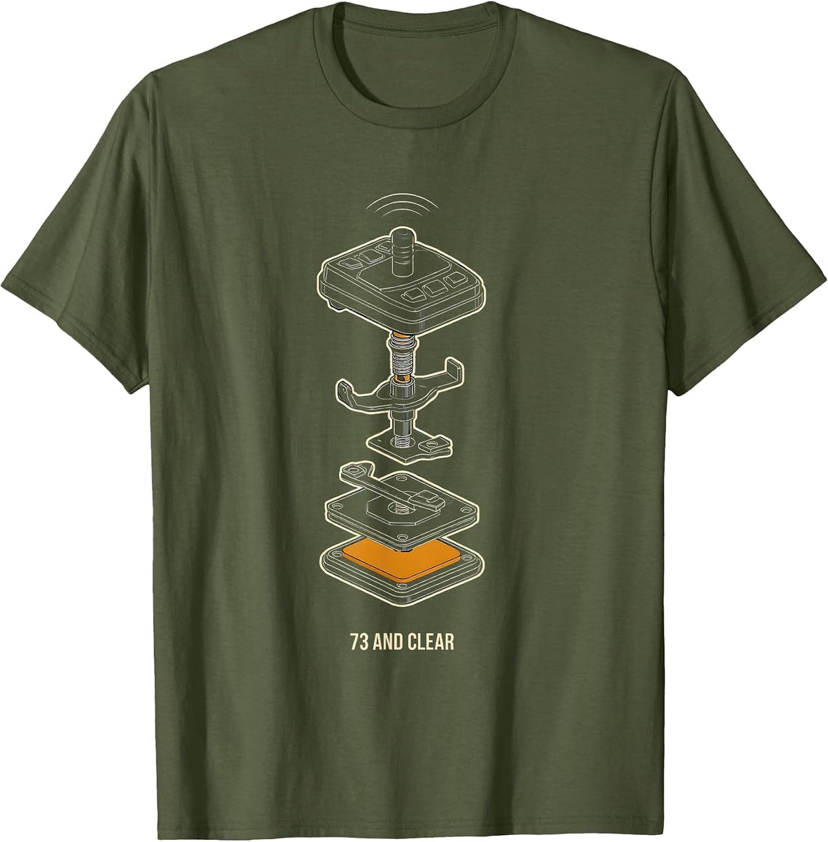 73 And Clear Funny Ham Radio Operator Hobbyist Gift T-Shirt - Olive Green