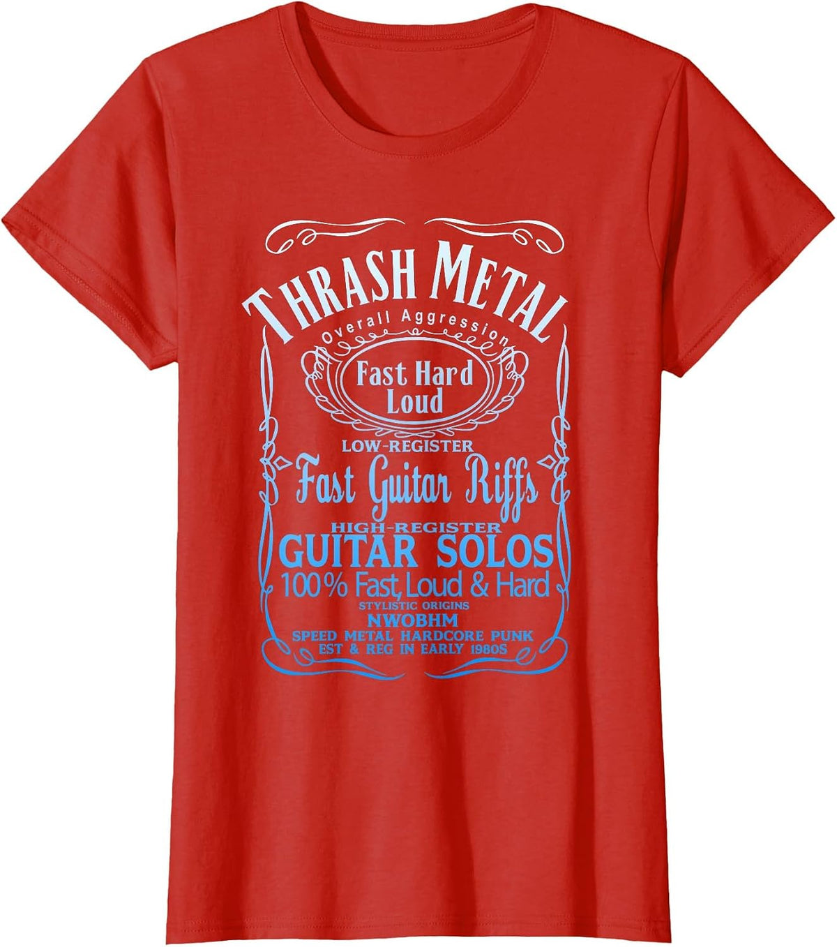 THRASHMETAL Thrash Death Metal Guitar Solo Heavy Metal Core T-Shirt - Red