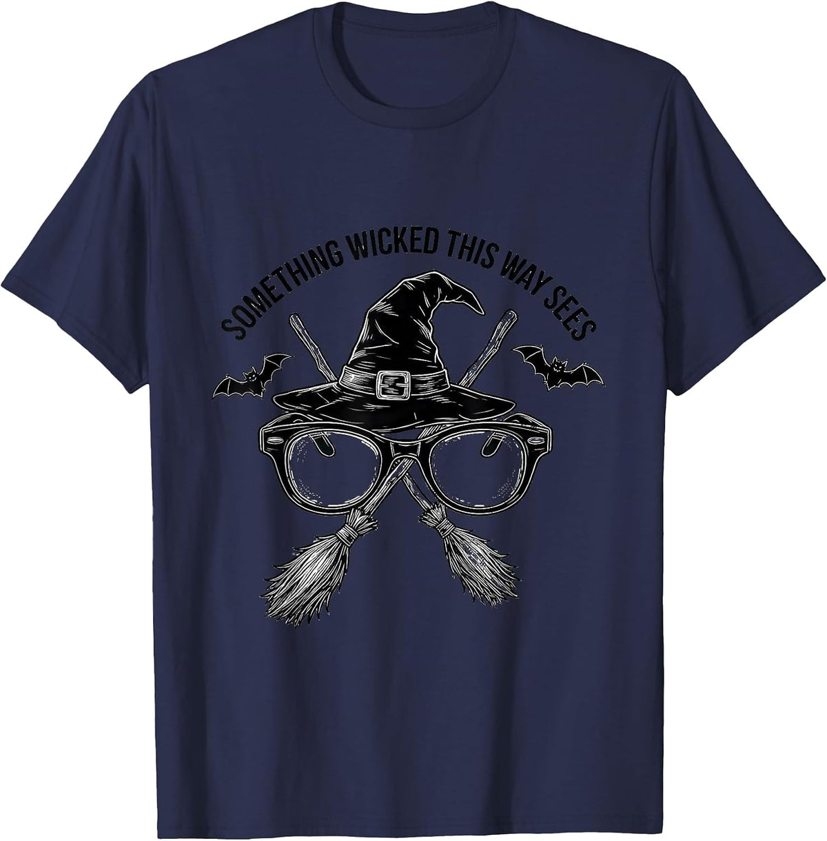 Men's Something Wicked This Way Sees Funny Optometrist Halloween T-Shirt - Navy Blue