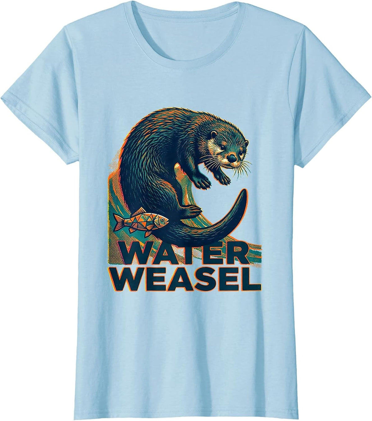 Water Weasel Funny Animal Meme Animal Lover Humor T-Shirt - Baby Blue