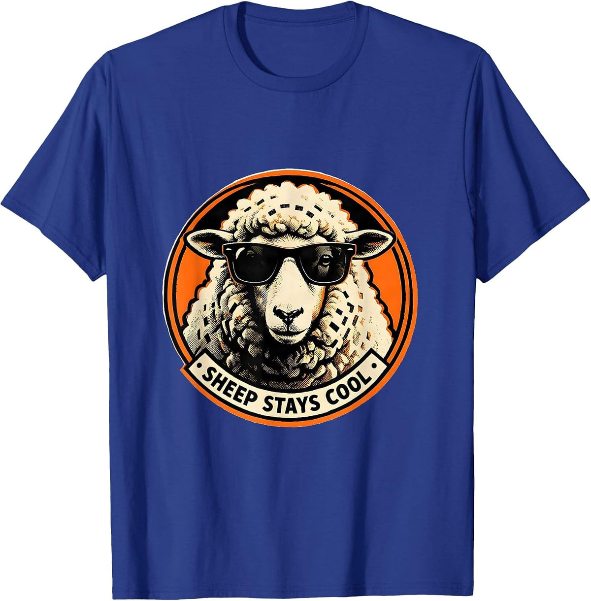 Sheep Stays Cool Funny Animal Lover Novelty Screenprint T-Shirt - Royal Blue