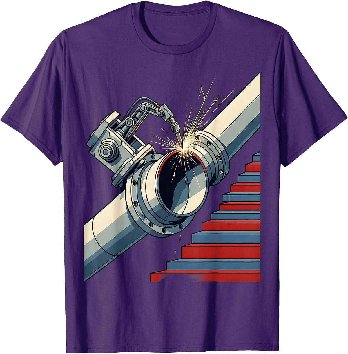 Pipe Welding Rotator Constructivist Poster Patriotic T-Shirt - Purple