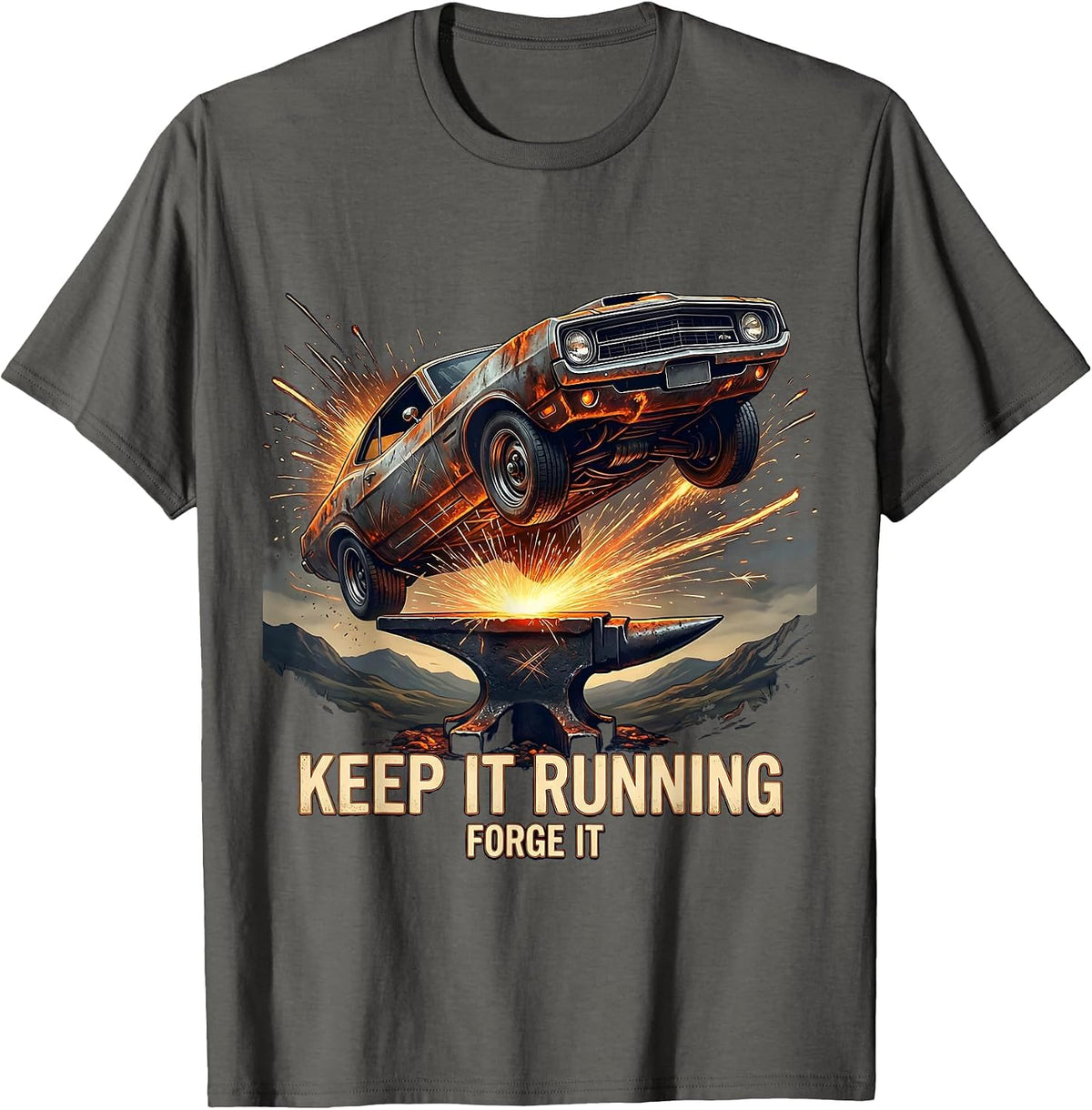 Valley Forge Automotive Keep It Running Forge It T-Shirt - Asphalt Grey