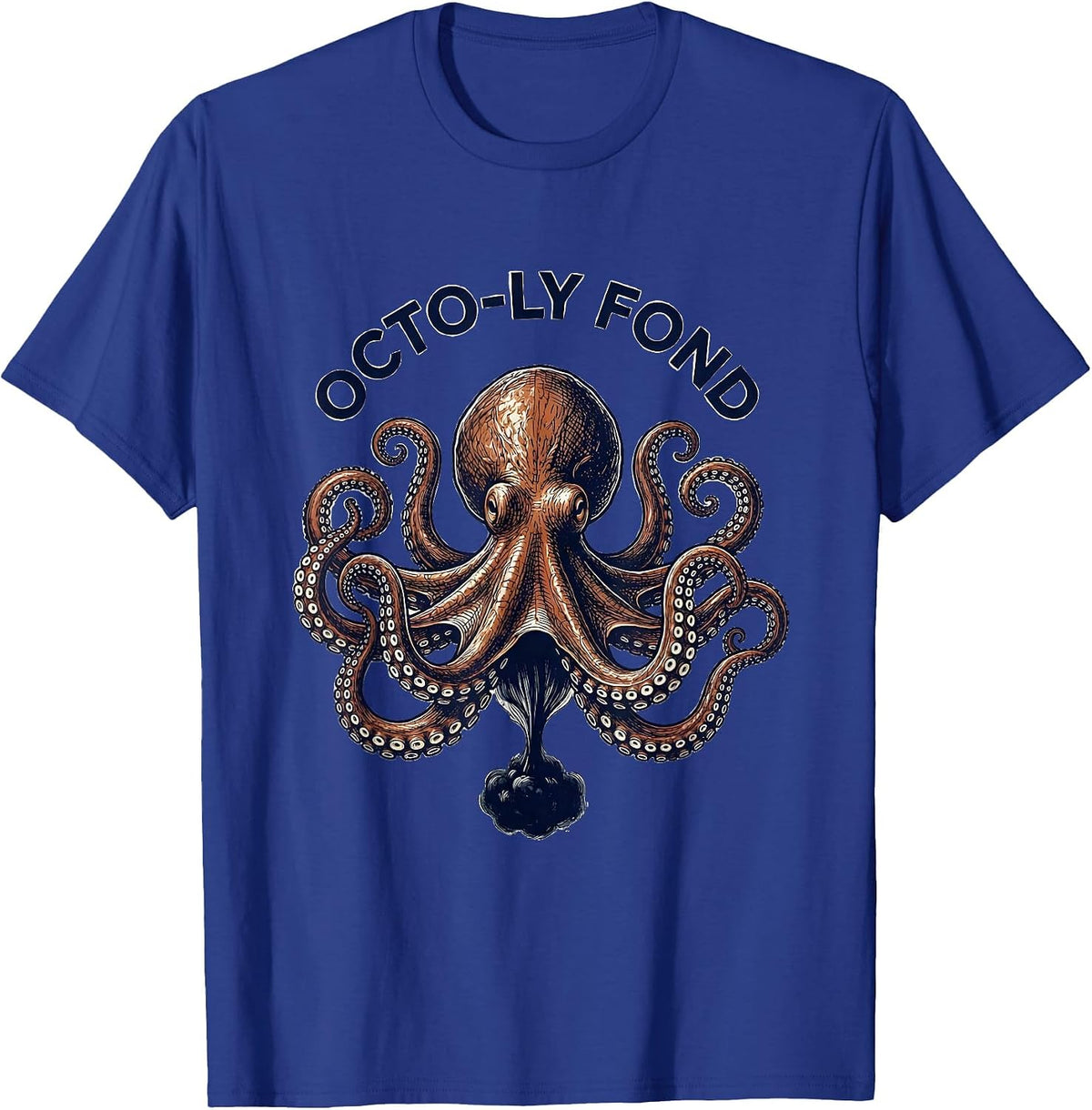 Men's octo-ly fond Vintage Octopus Ocean Wildlife Whimsical Humor T-Shirt - Royal Blue