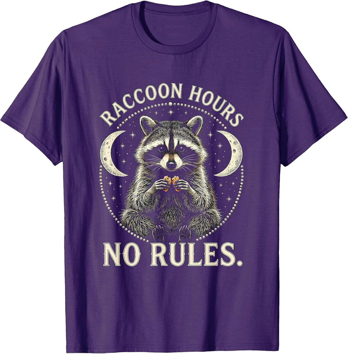 Raccoon Hours No Rules Snack Lover Design T-Shirt - Purple