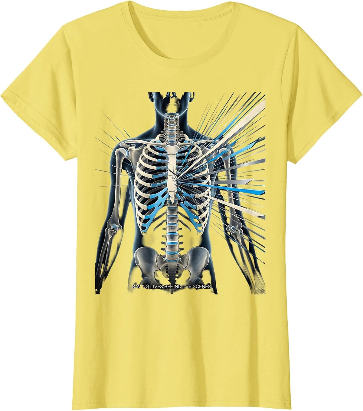 Saving Lives Behind the Scenes Radiology Design T-Shirt - Lemon Yellow