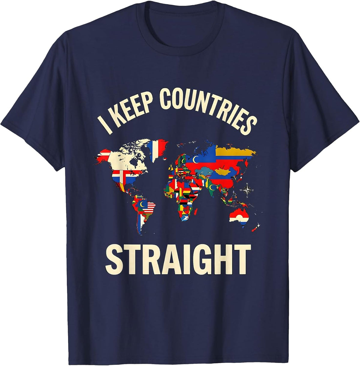 Men's I Keep Countries Straight Geography Enthusiast Teacher T-Shirt - Navy Blue