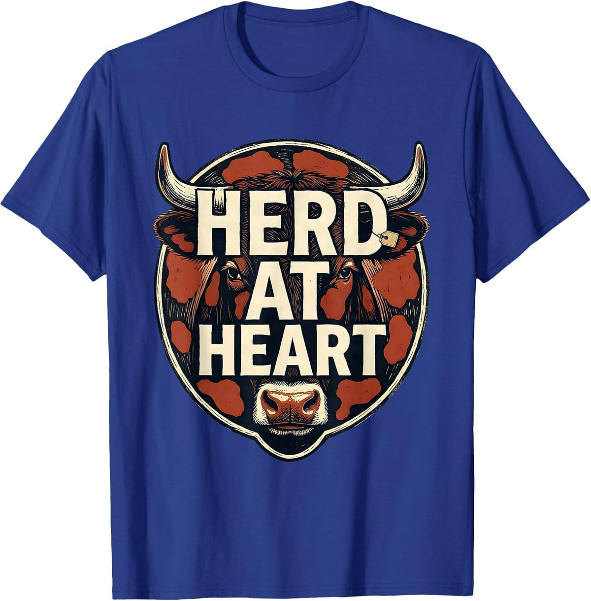 Men's Herd At Heart Funny Cow Farm Animal Lover Humor T-Shirt - Royal Blue