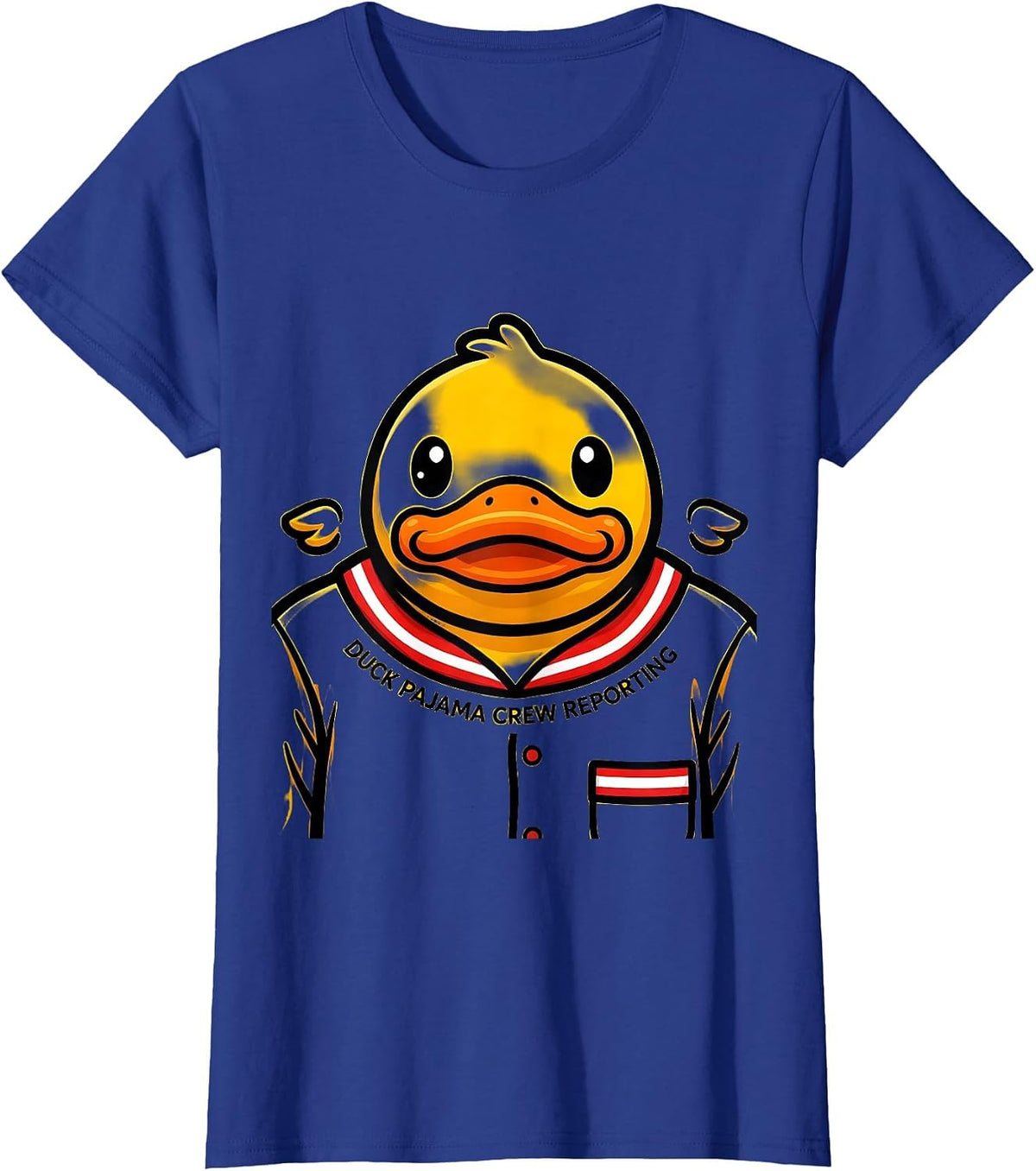 Women's Duck Pajama Crew Reporting Costume Duck Lover Christmas T-Shirt - Royal Blue