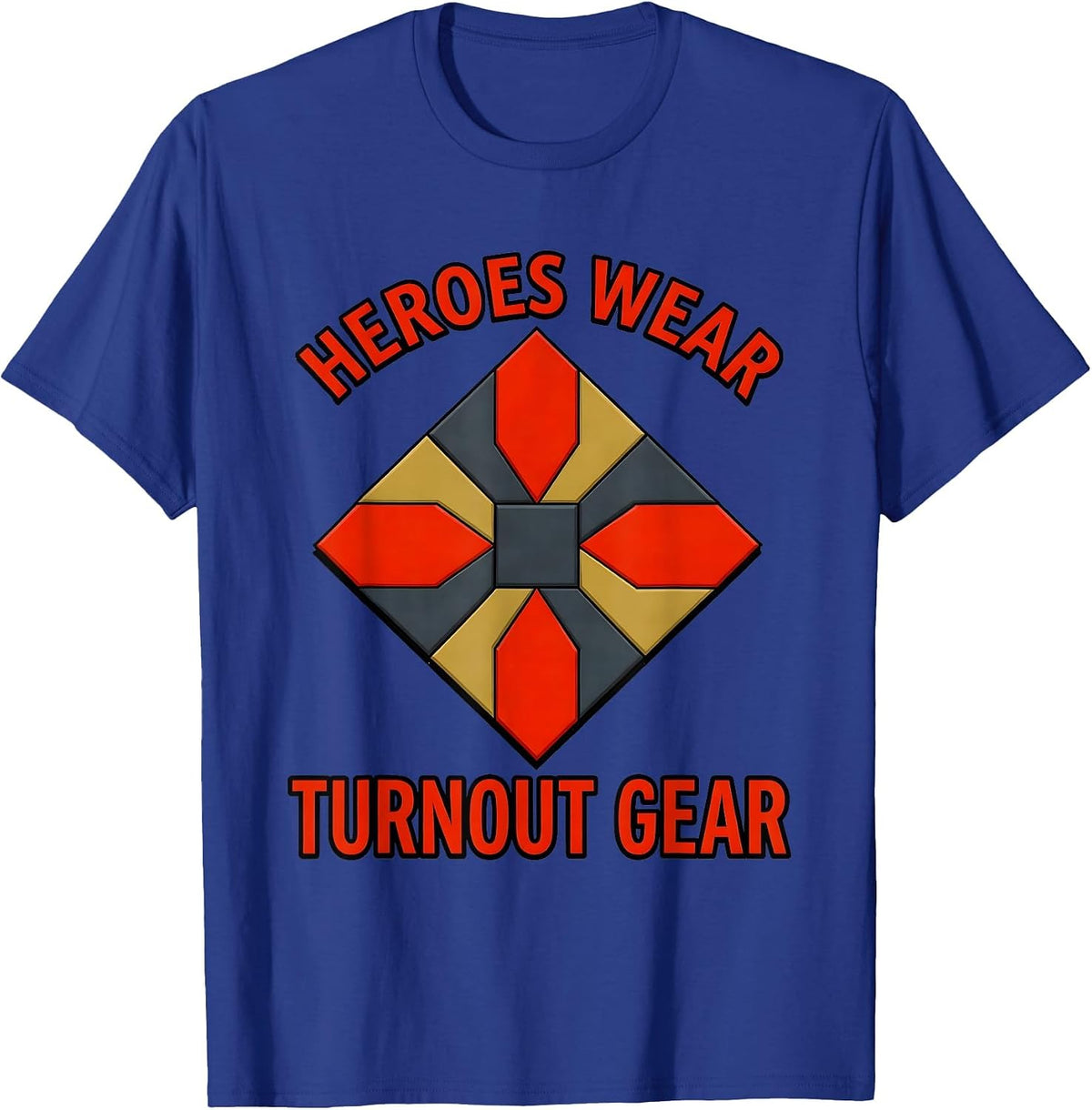 Heroes Wear Turnout Gear Firefighter Design T-Shirt - Royal Blue