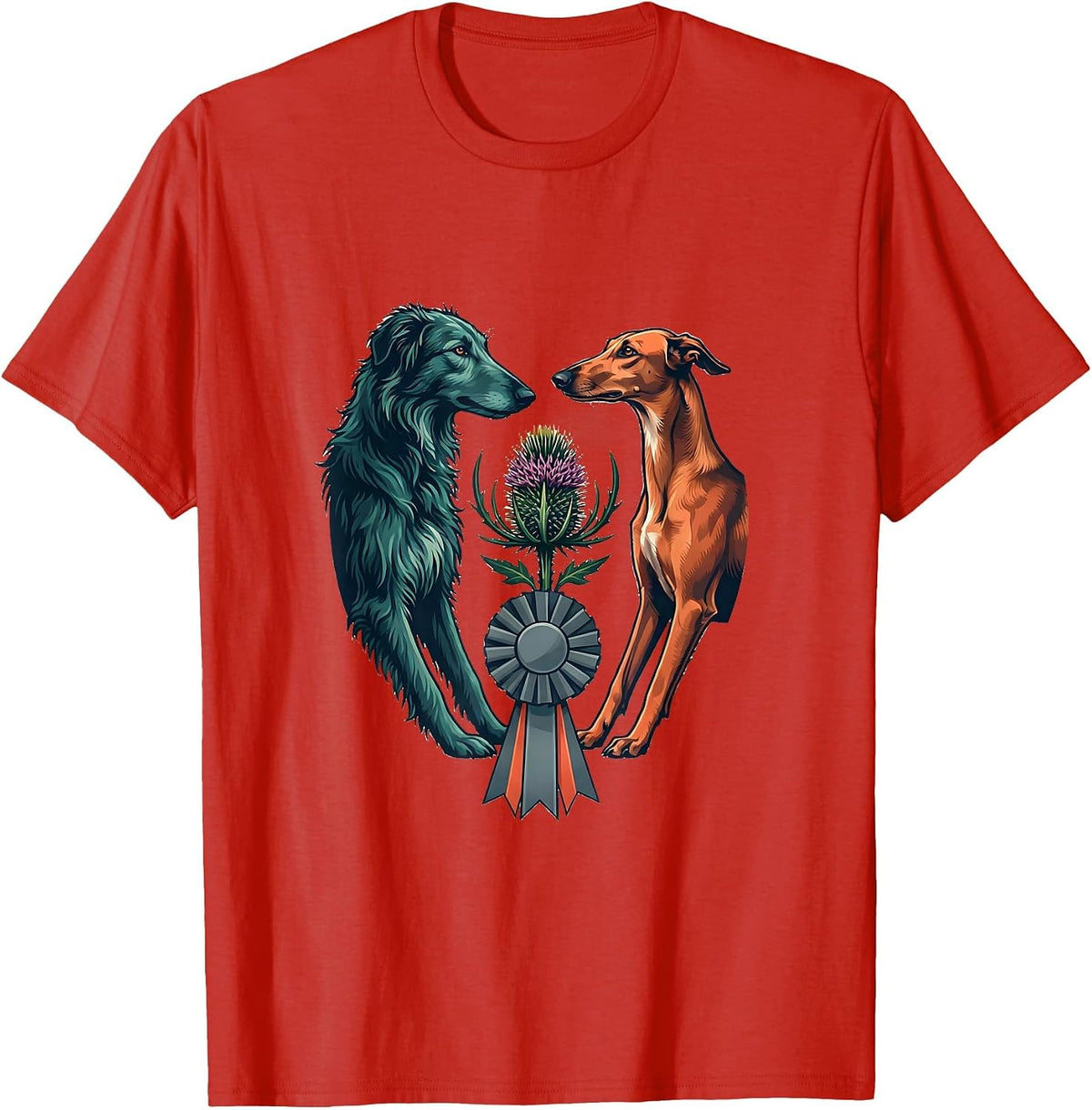Men's Irish Wolfhound Scottish Deerhound Heritage Pride Pair T-Shirt - Red