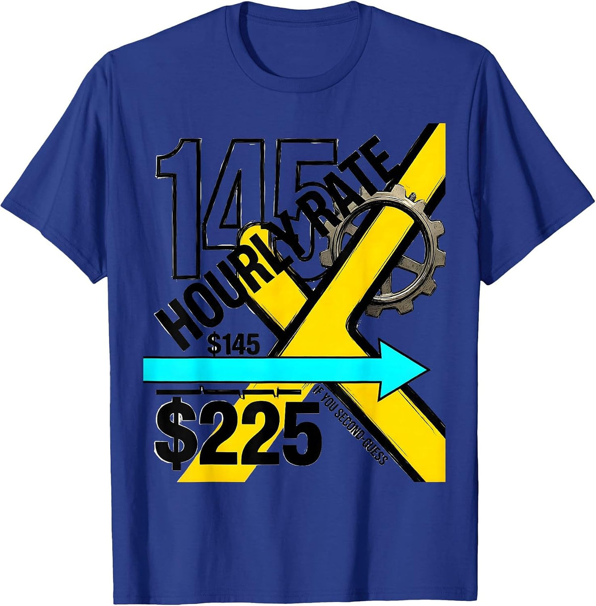 Hourly Rate $145 — $225 If You Second-Guess Funny Plumber T-Shirt - Royal Blue