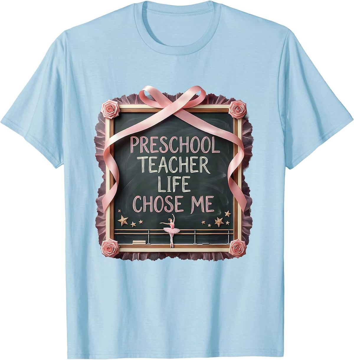 Men's Preschool Teacher Life Chose Me Educator Design T-Shirt - Baby Blue