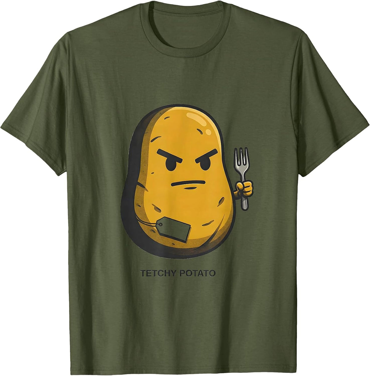 Tetchy Potato Funny Couples Thanksgiving Matching Sweet T-Shirt - Olive Green