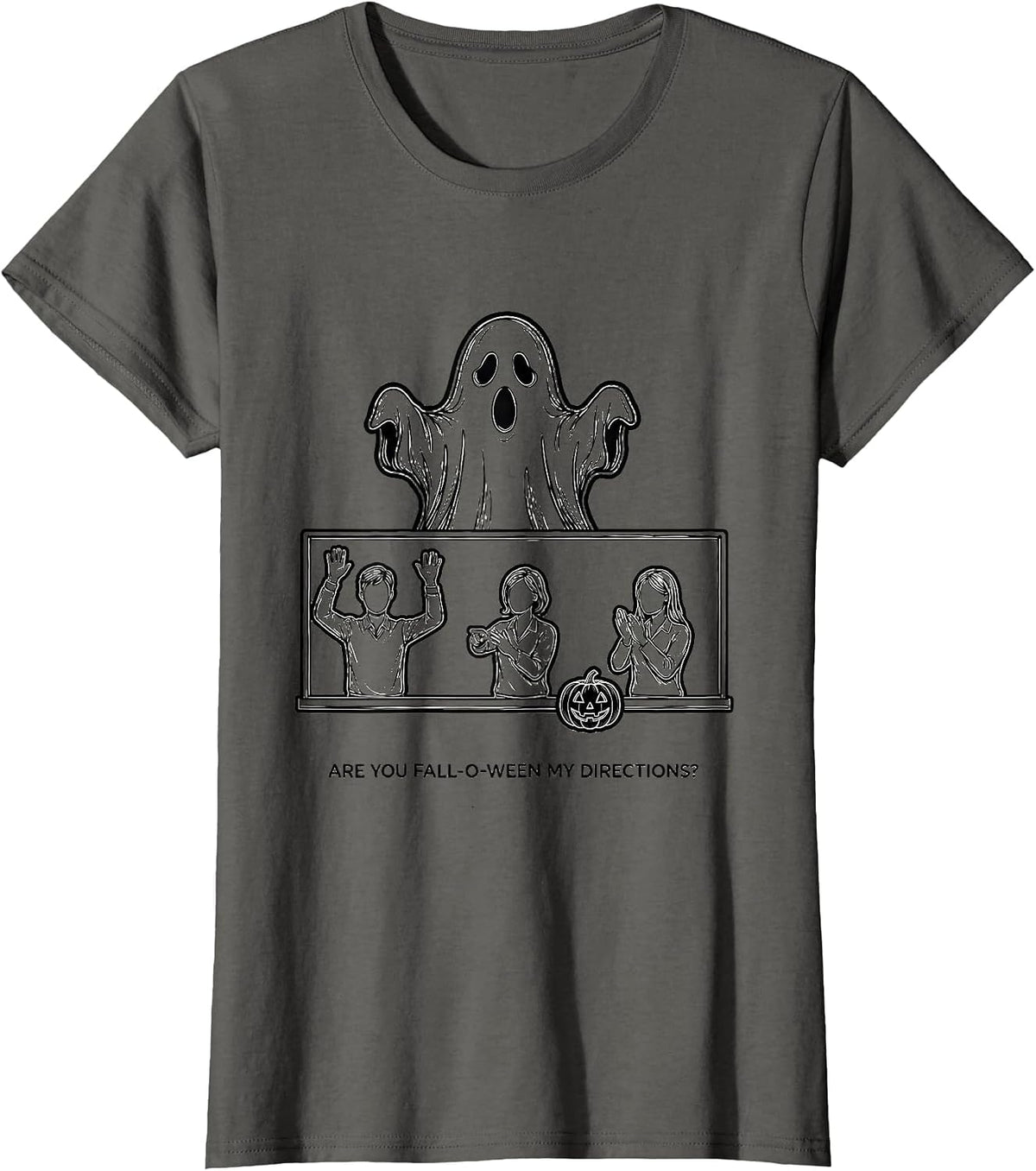 Women's Are You Fall-O-Ween My Directions Funny Teacher Ghost T-Shirt - Asphalt Grey