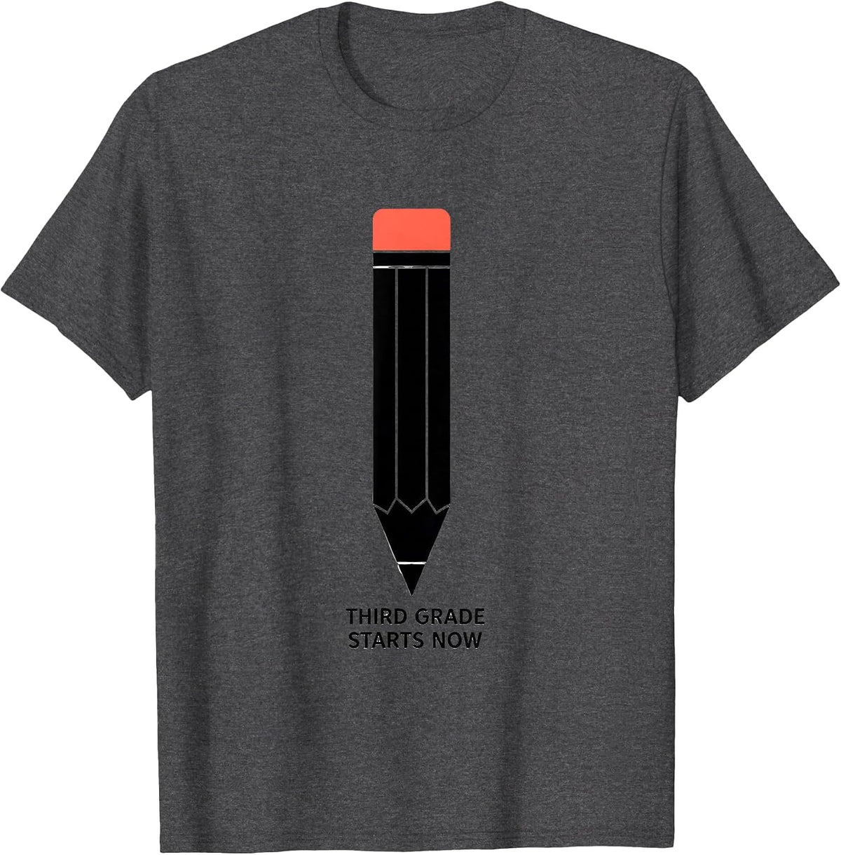 Third Grade Starts Now Minimalist Back To School Teacher T-Shirt - Dark Heather Grey