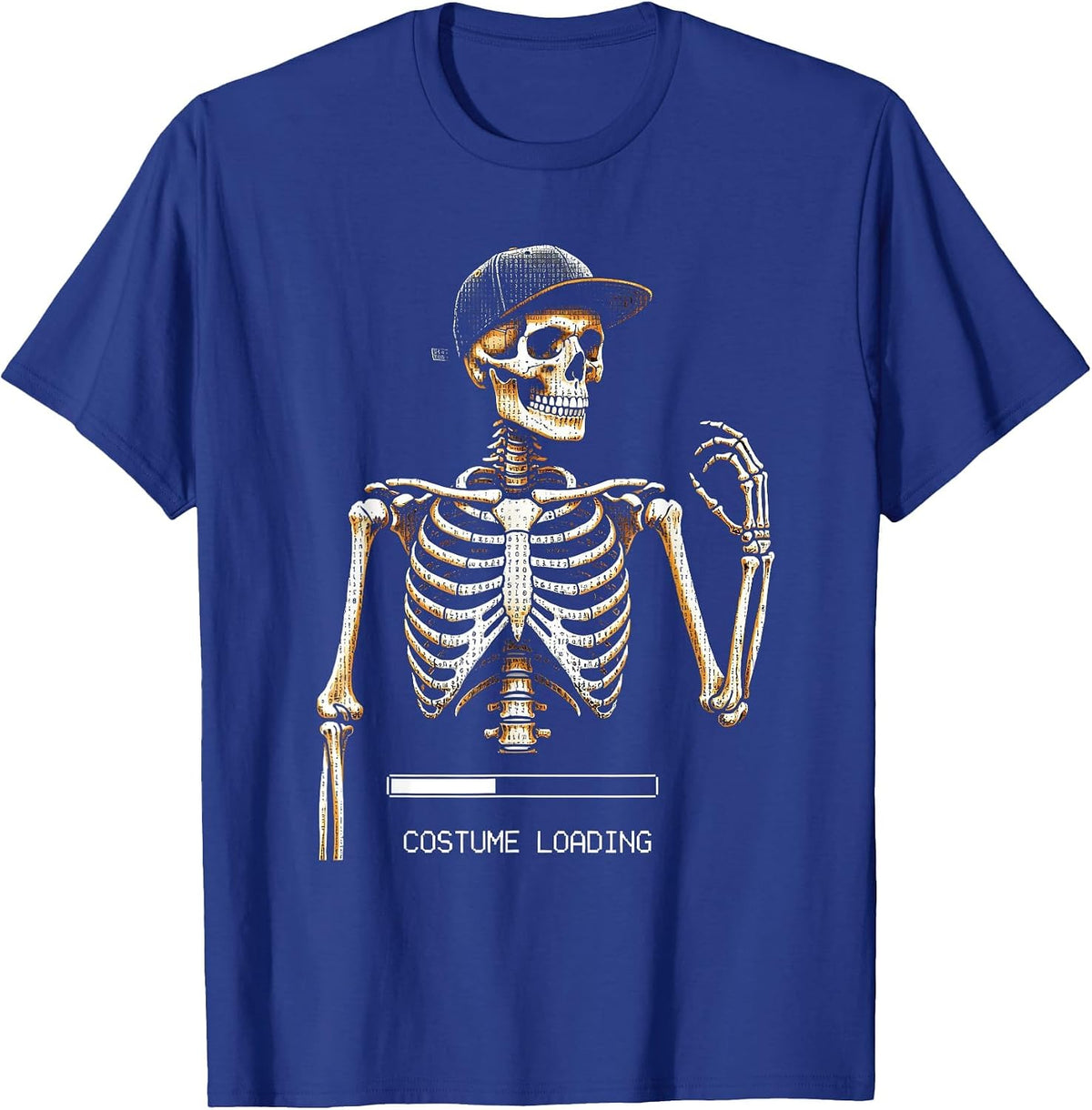 Men's Costume Loading Ascii Terminal Art Punk Rock Skeleton Bruh T-Shirt - Royal Blue
