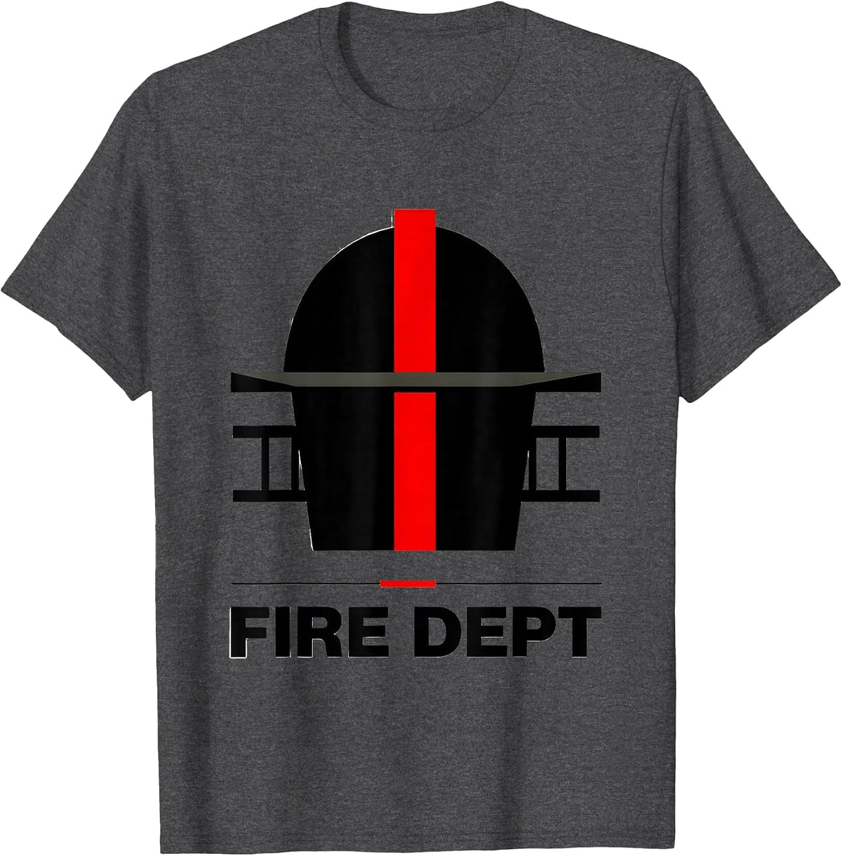 Men's FIRE DEPT Bauhaus Modernist Firefighter Pride Humor T-Shirt - Dark Heather Grey