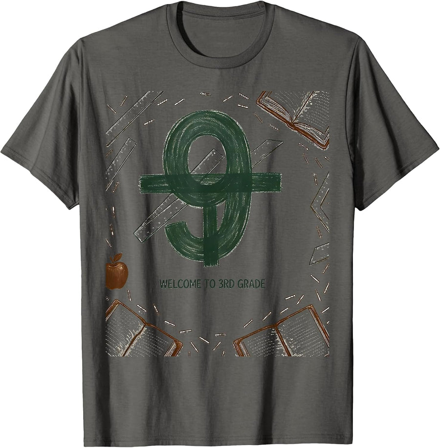 √9 Welcome To 3rd Grade Math Milestone Birthday Gift T-Shirt - Asphalt Grey