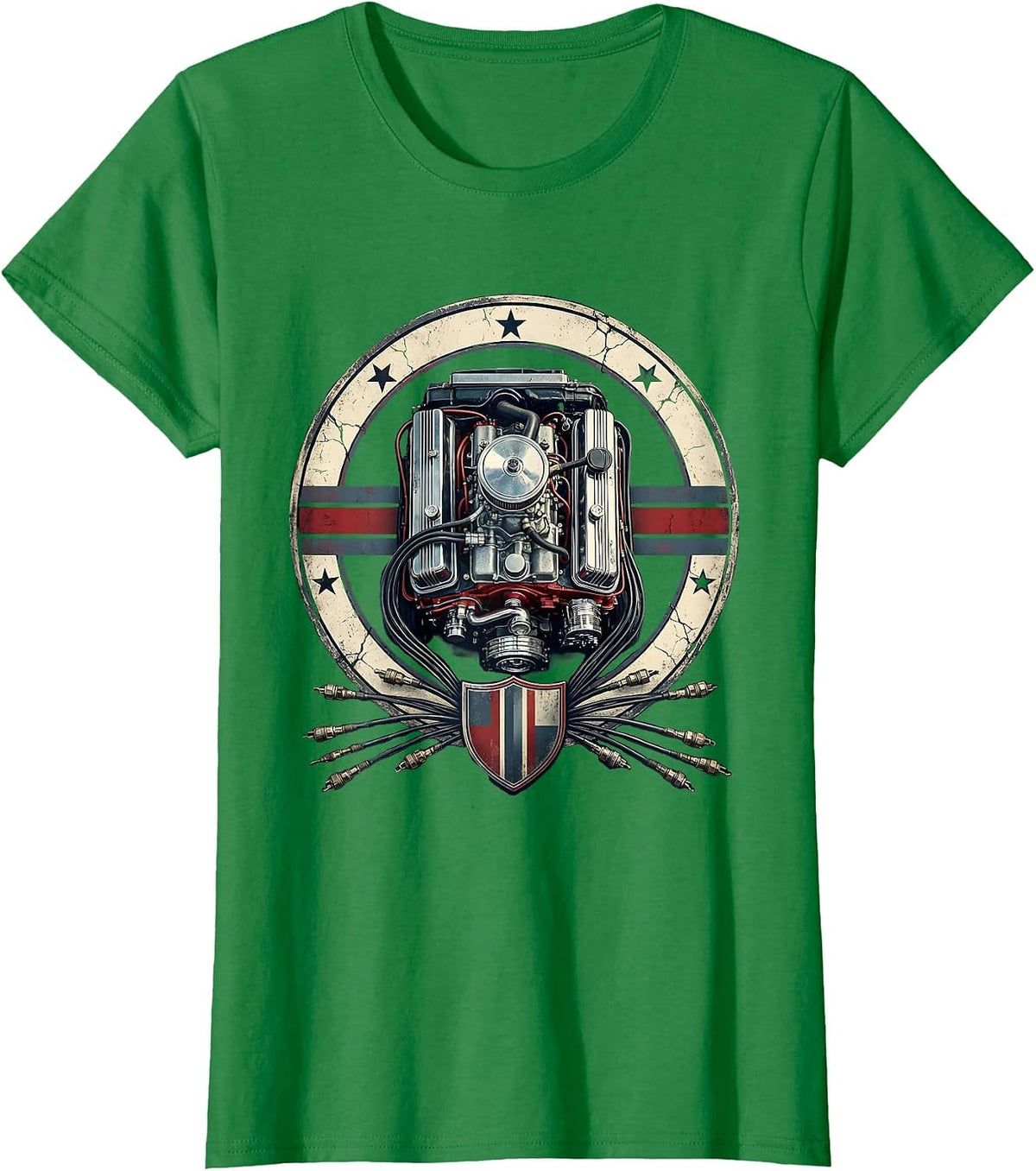 Valley Forge Automotive Classic Car Engine Bay T-Shirt - Kelly Green