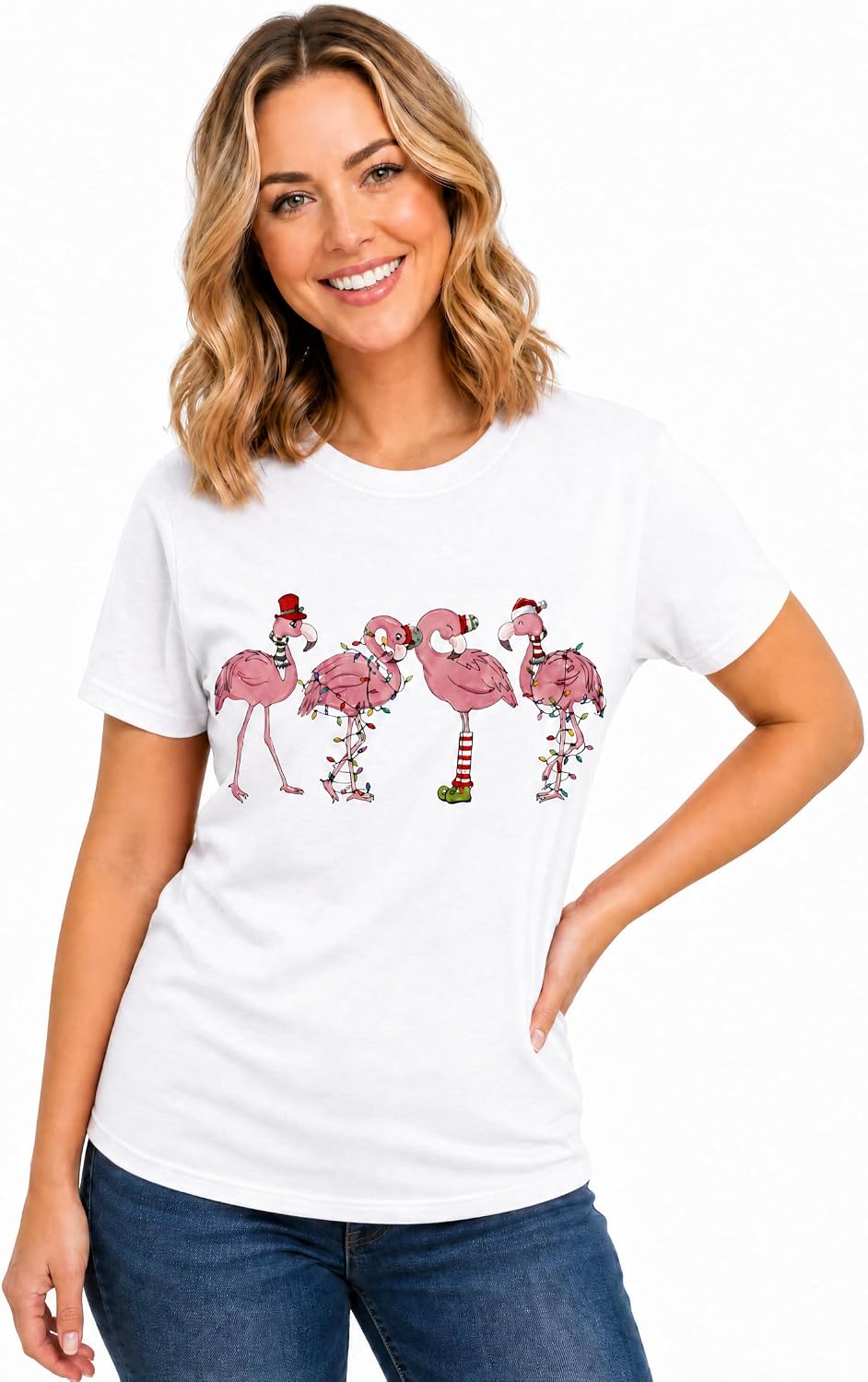 Women's Cute Animal Print Crewneck Short Sleeve Summer Tee - D27-white