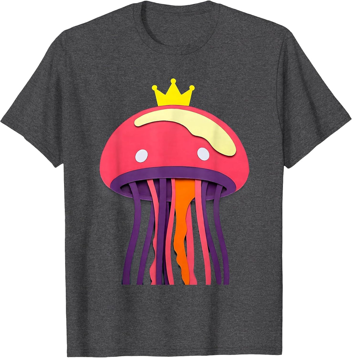 Men's Oversized Domed Jellyfish Gummy Pop Ocean Animal Lover T-Shirt - Dark Heather Grey