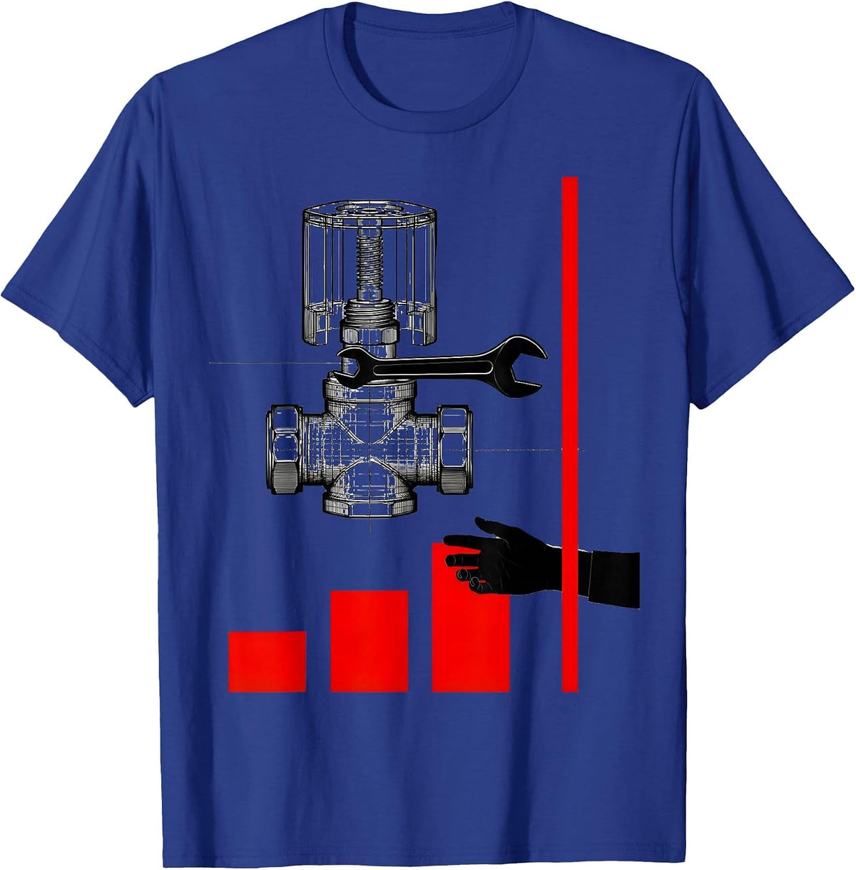 Exploded Valve Plumbing Trade Humor Gift for Plumbers T-Shirt - Royal Blue